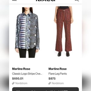 Martine RoseFlare Leg Pants size S brand new with tag just missing the button